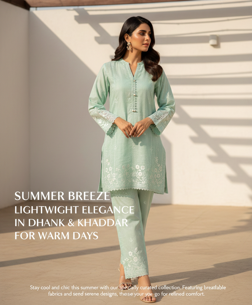Summer Breeze: Lightweight Elegance in Dhanak & Khaddar for Warm Days