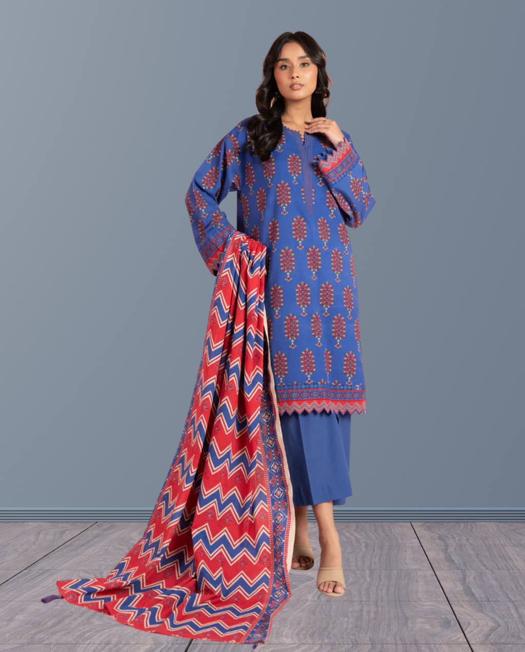 ELÉI VOLUME-04 KHADDAR 3PC PRINTED SUIT K.37