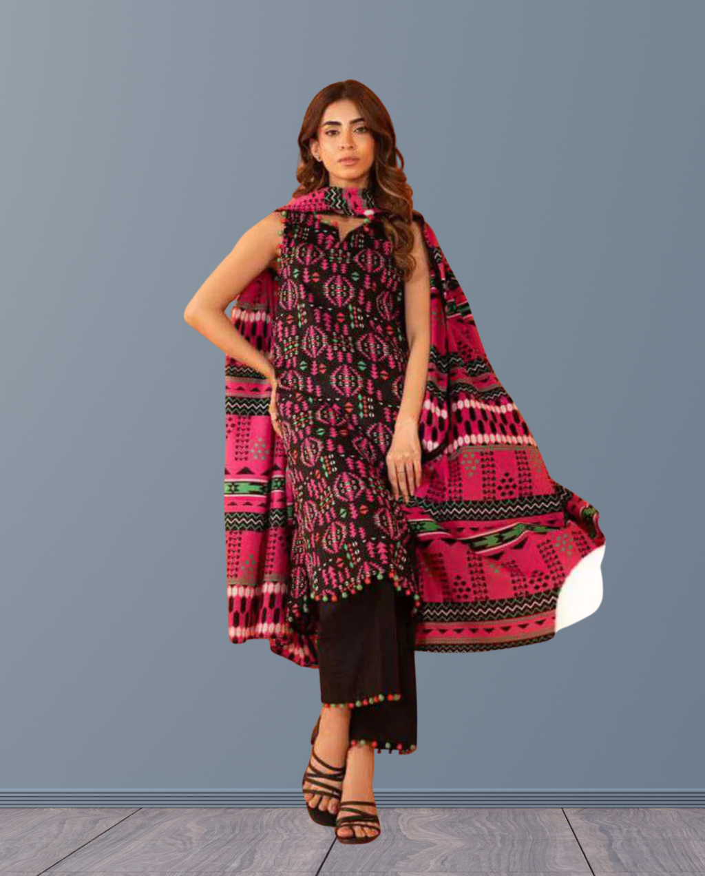 ELÉI VOLUME-04 KHADDAR 3PC PRINTED SUIT K.34