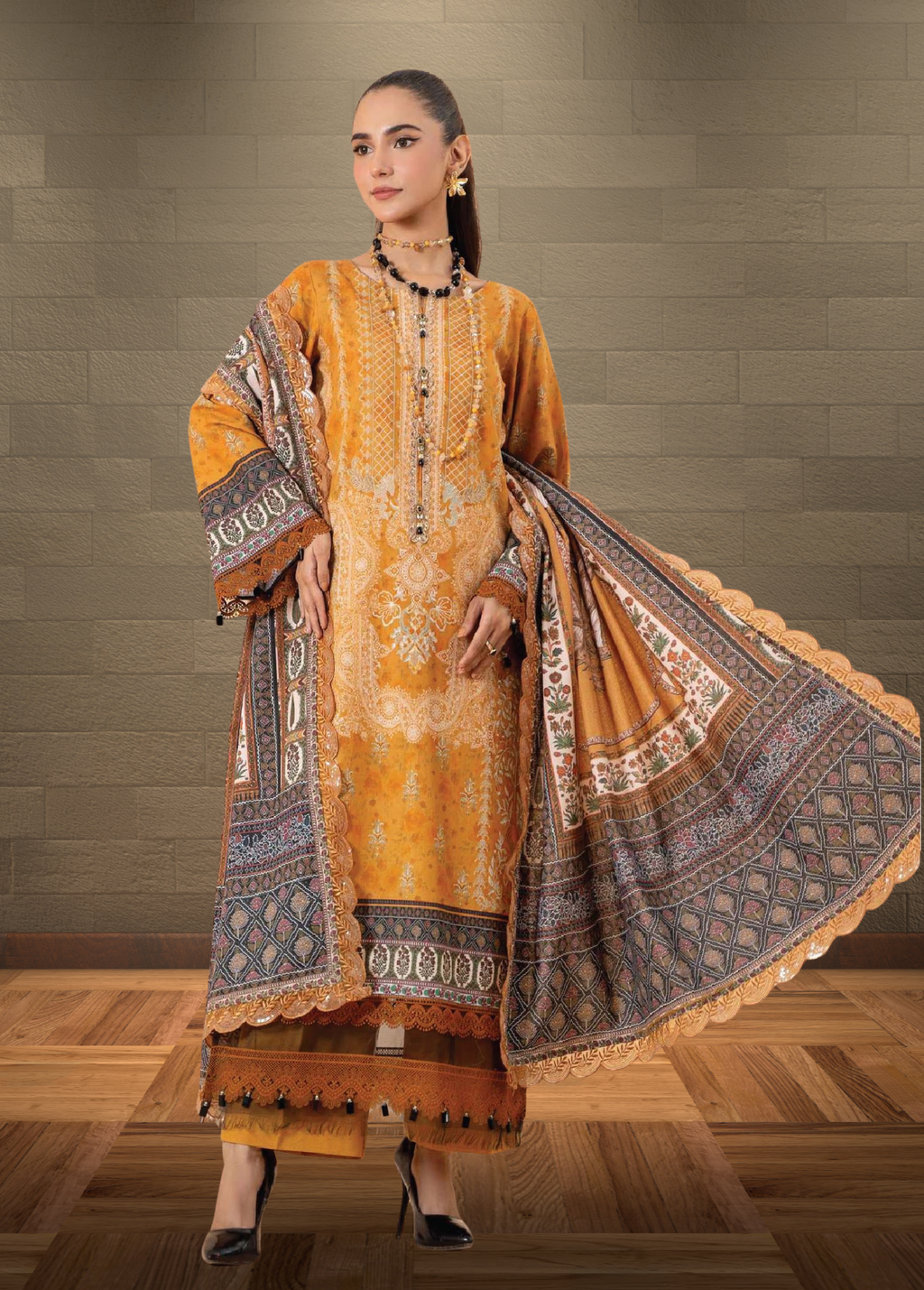 ELÉI VOLUME-03 KHADDAR 3PC PRINTED SUIT K.20