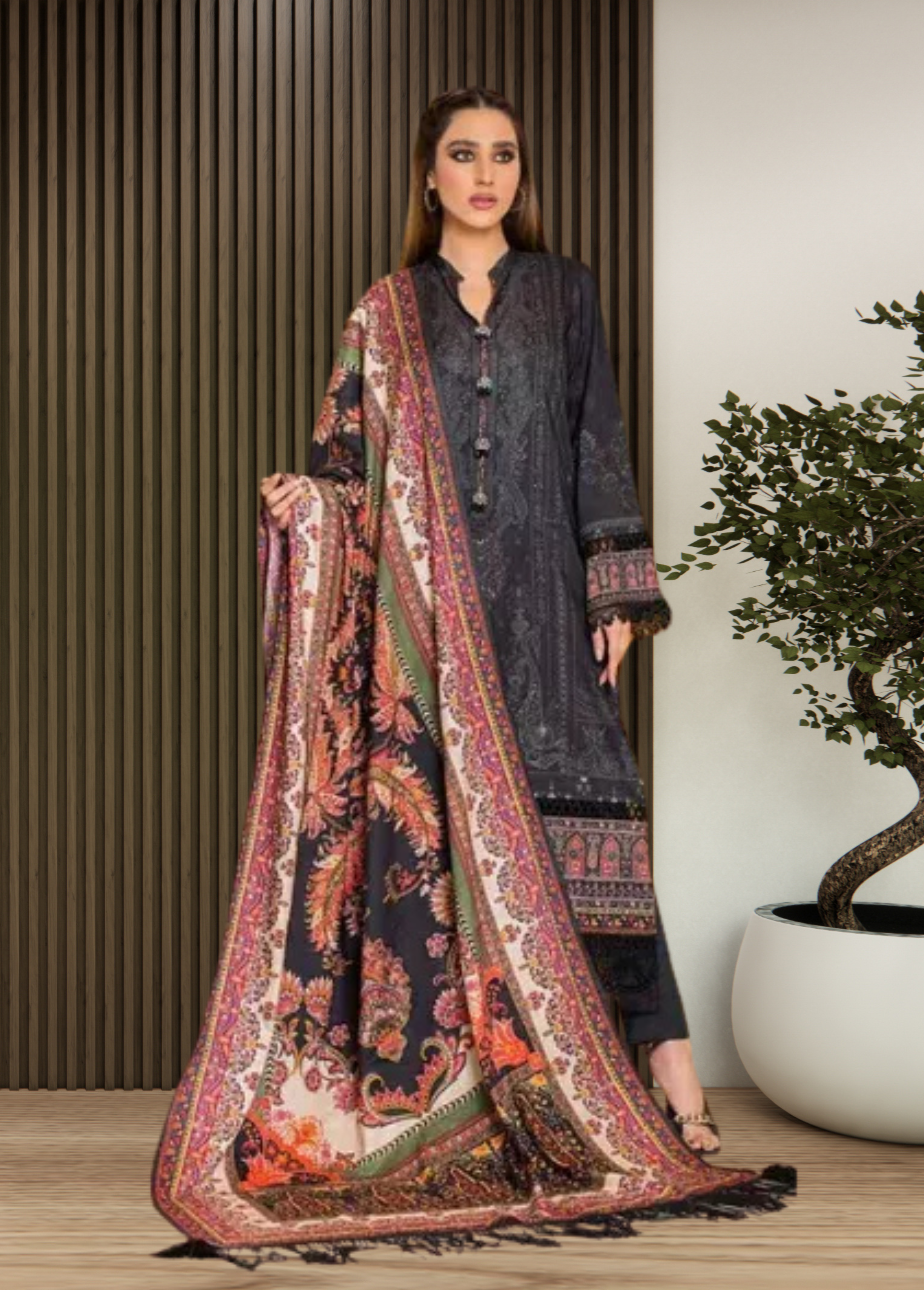 ELÉI VOLUME-03 KHADDAR 3PC PRINTED SUIT K.23