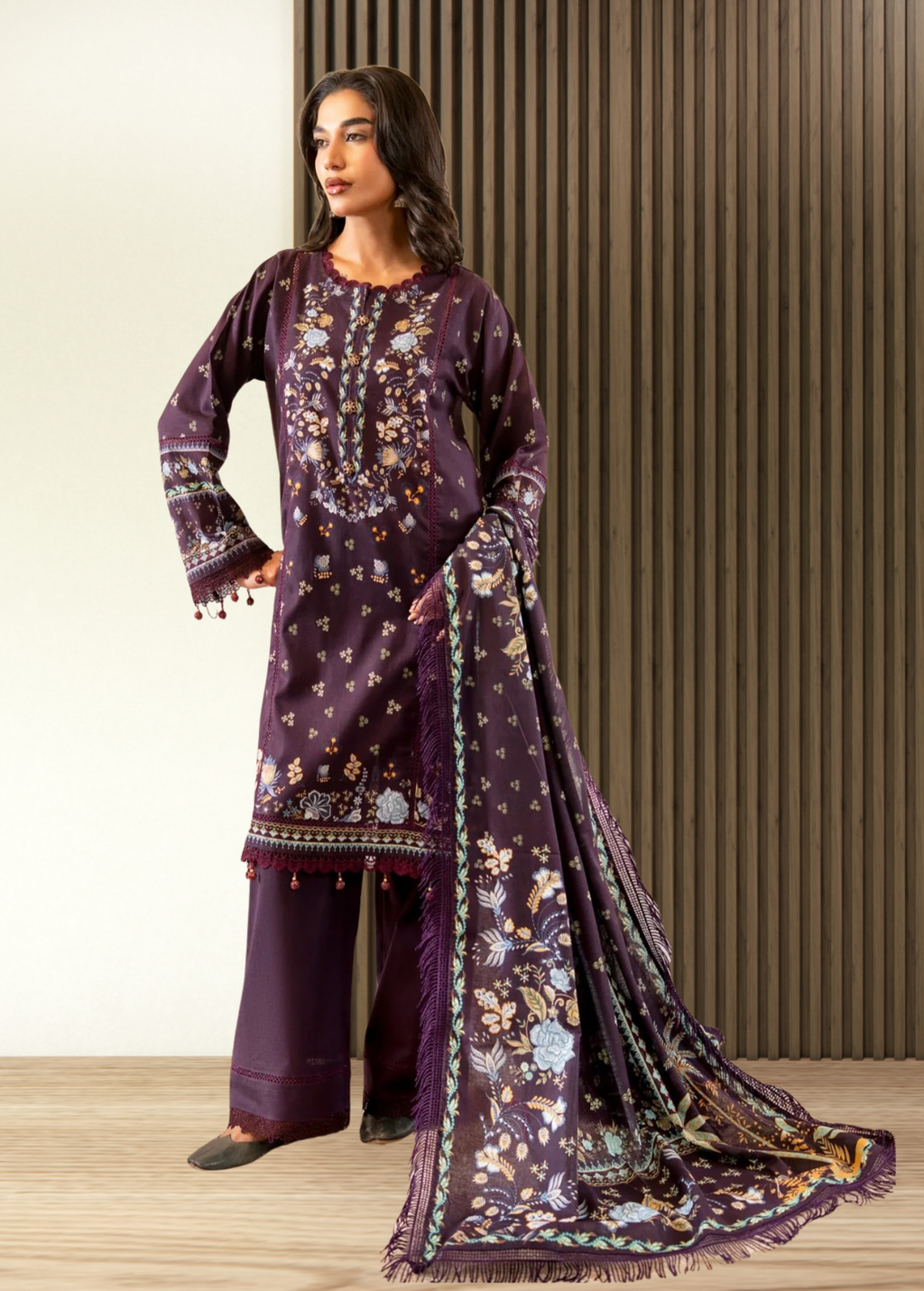 ELÉI VOLUME-03 KHADDAR 3PC PRINTED SUIT K.26
