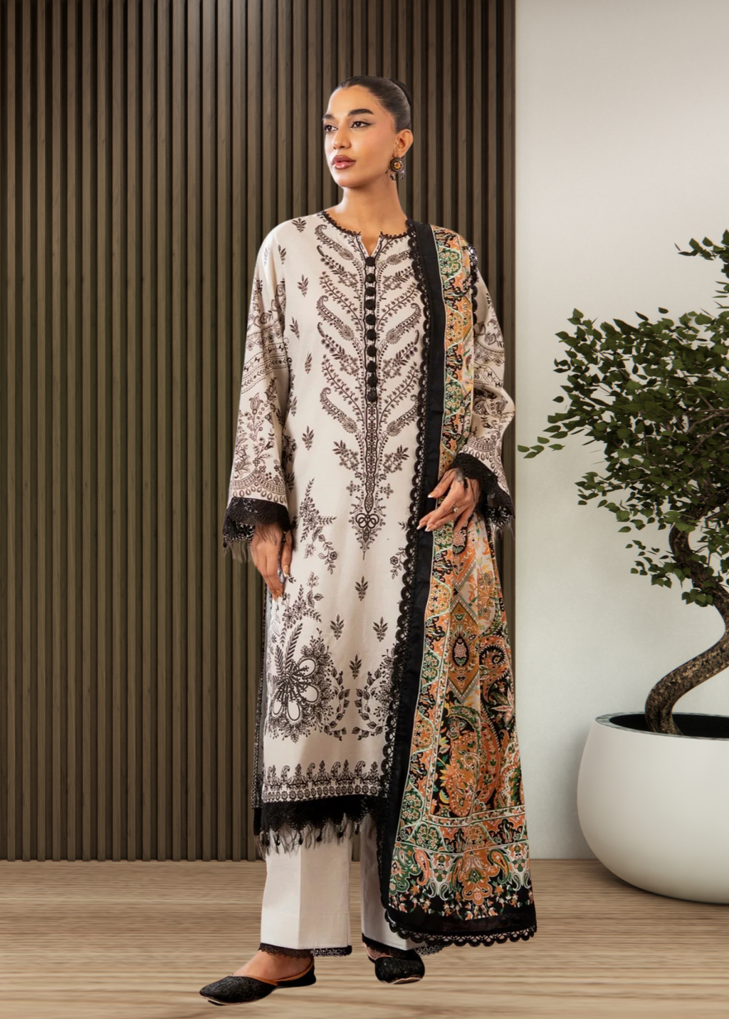 ELÉI VOLUME-03 KHADDAR 3PC PRINTED SUIT K.24
