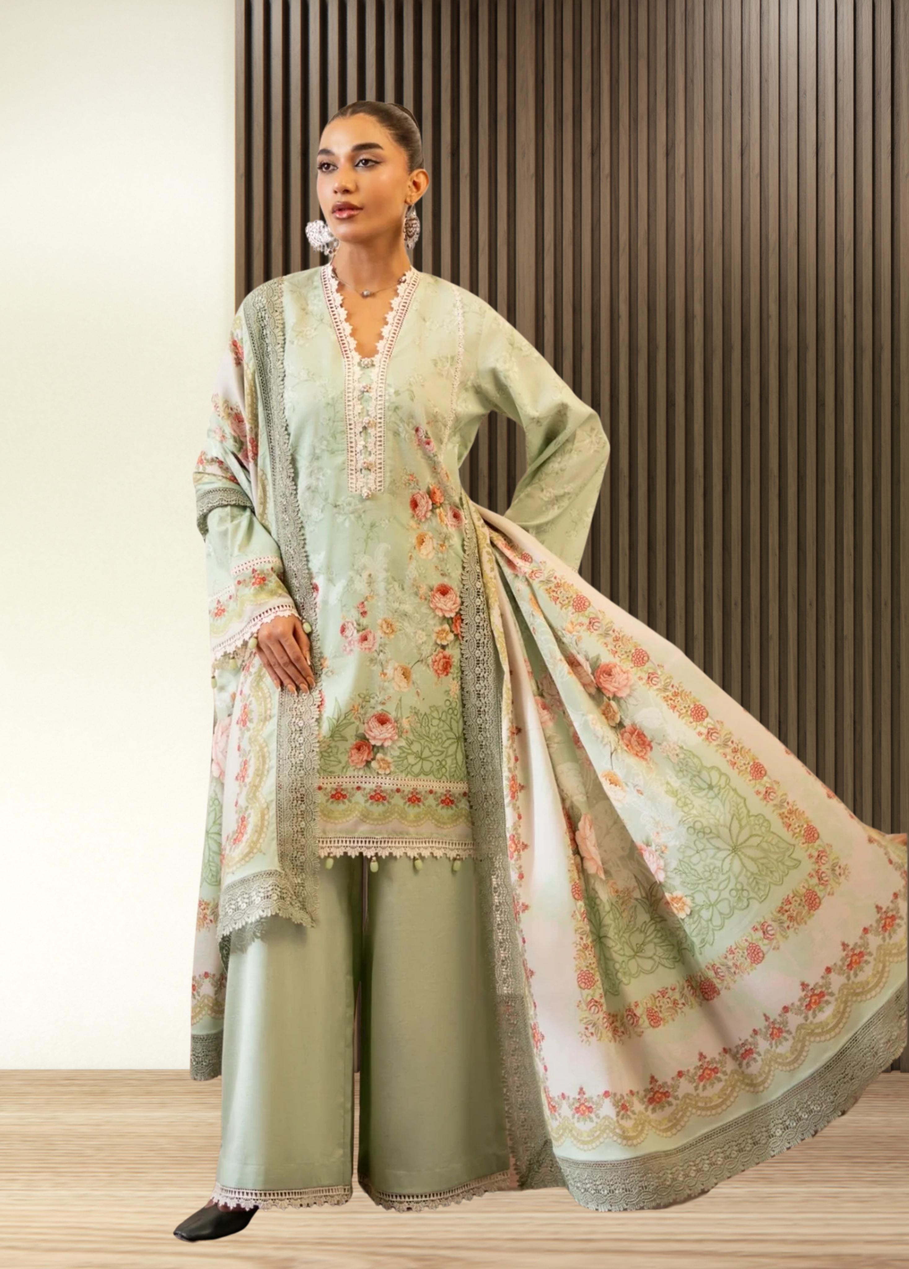 ELÉI VOLUME-03 KHADDAR 3PC PRINTED SUIT K.25