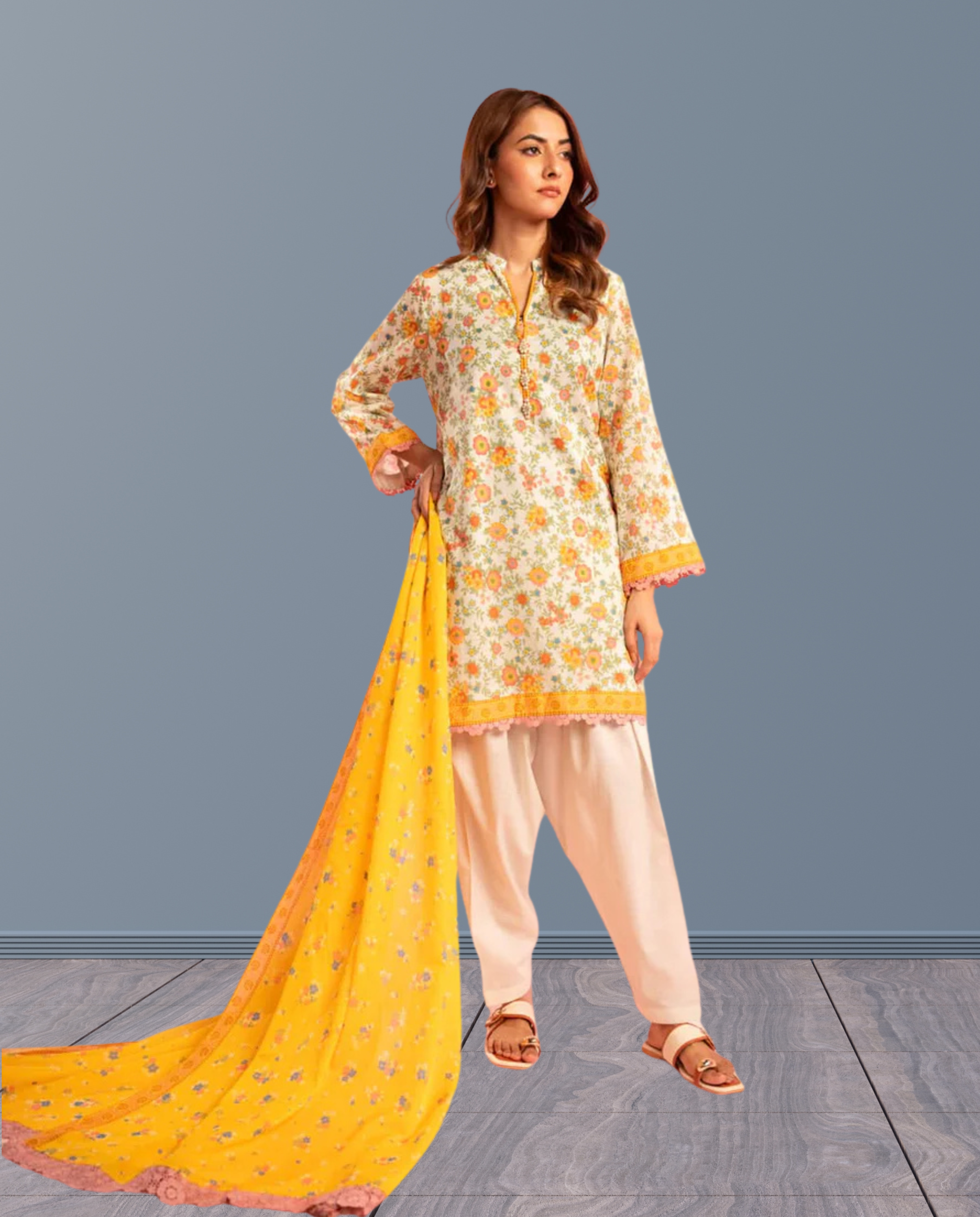 ELÉI VOLUME-04 KHADDAR 3PC PRINTED SUIT K.36