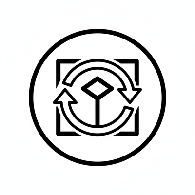 black and white Easy Returns/Exchange icon