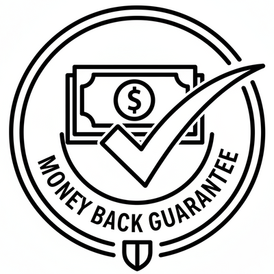 black and white Money Back Guarantee icon