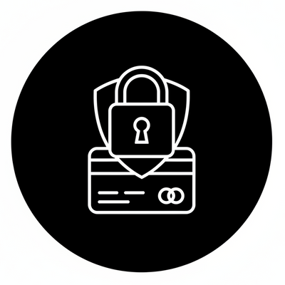 black and white secure payment icon