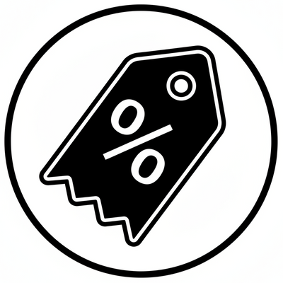 black and white Special Discount icon