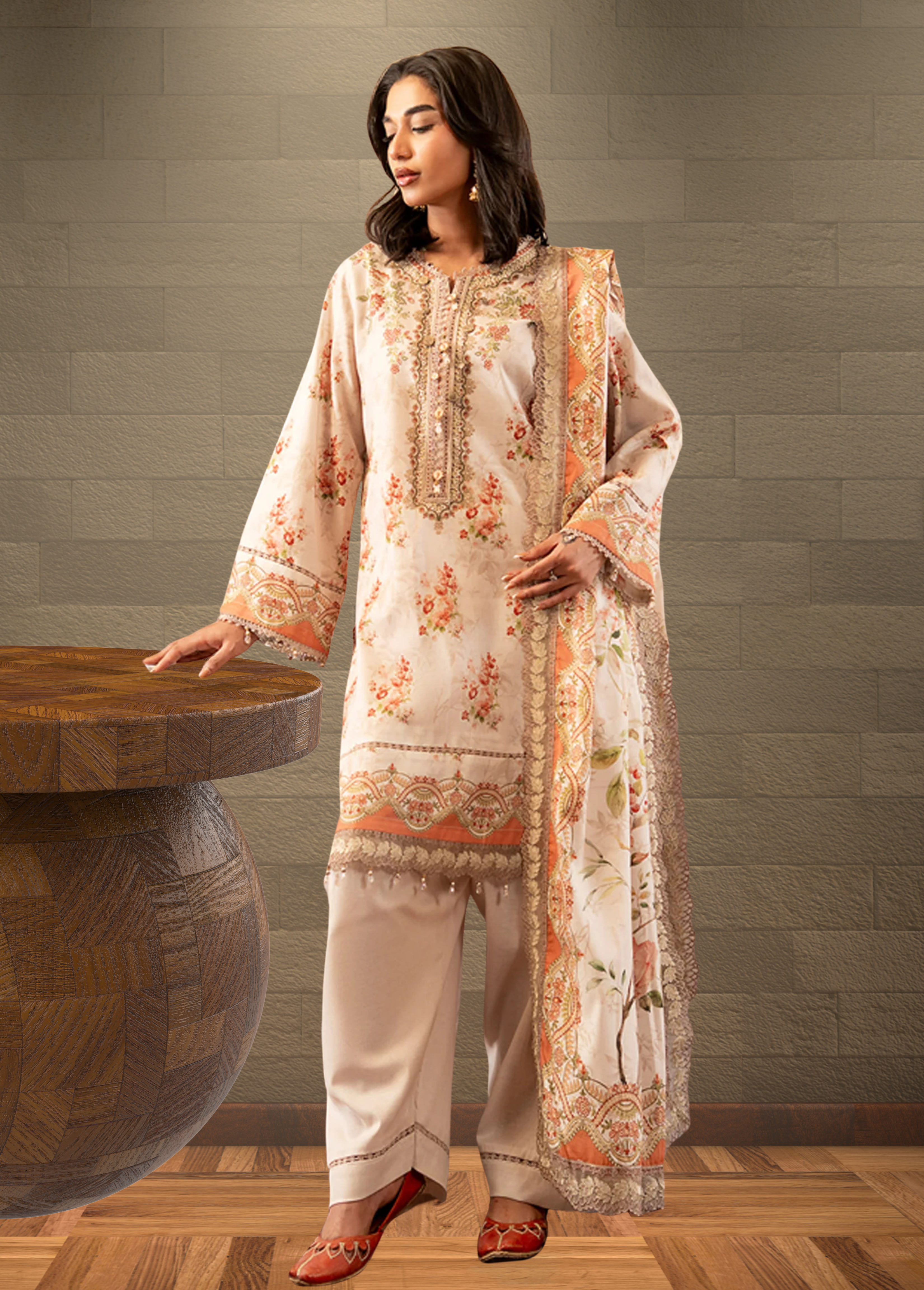 ELÉI VOLUME-03 KHADDAR 3PC PRINTED SUIT K.21