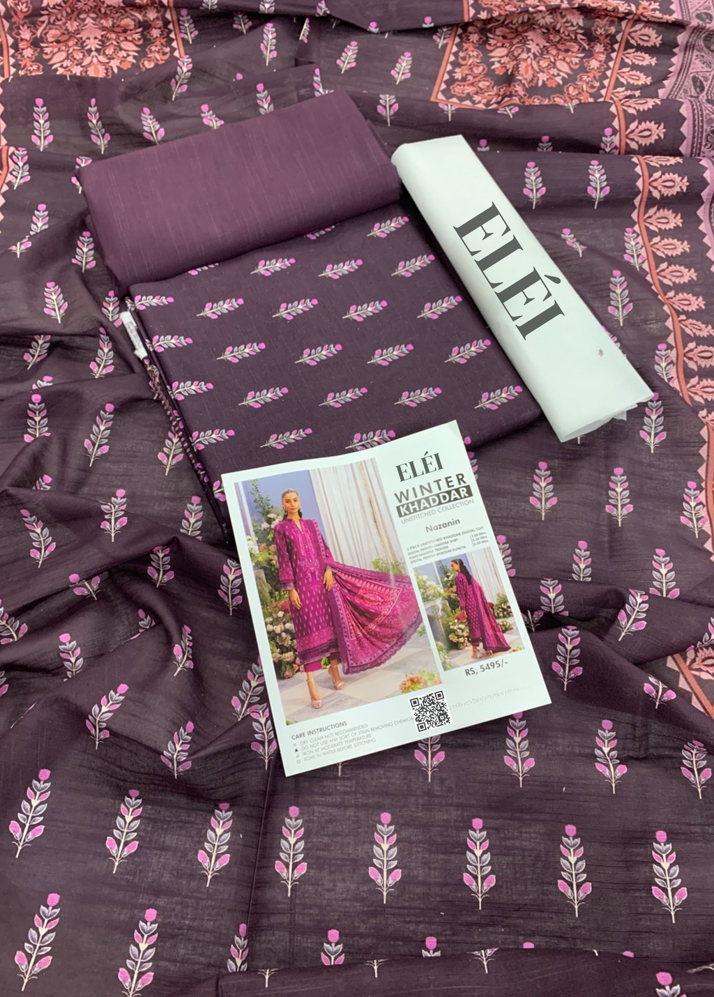 ELÉI VOLUME-03 KHADDAR 3PC PRINTED SUIT K.28