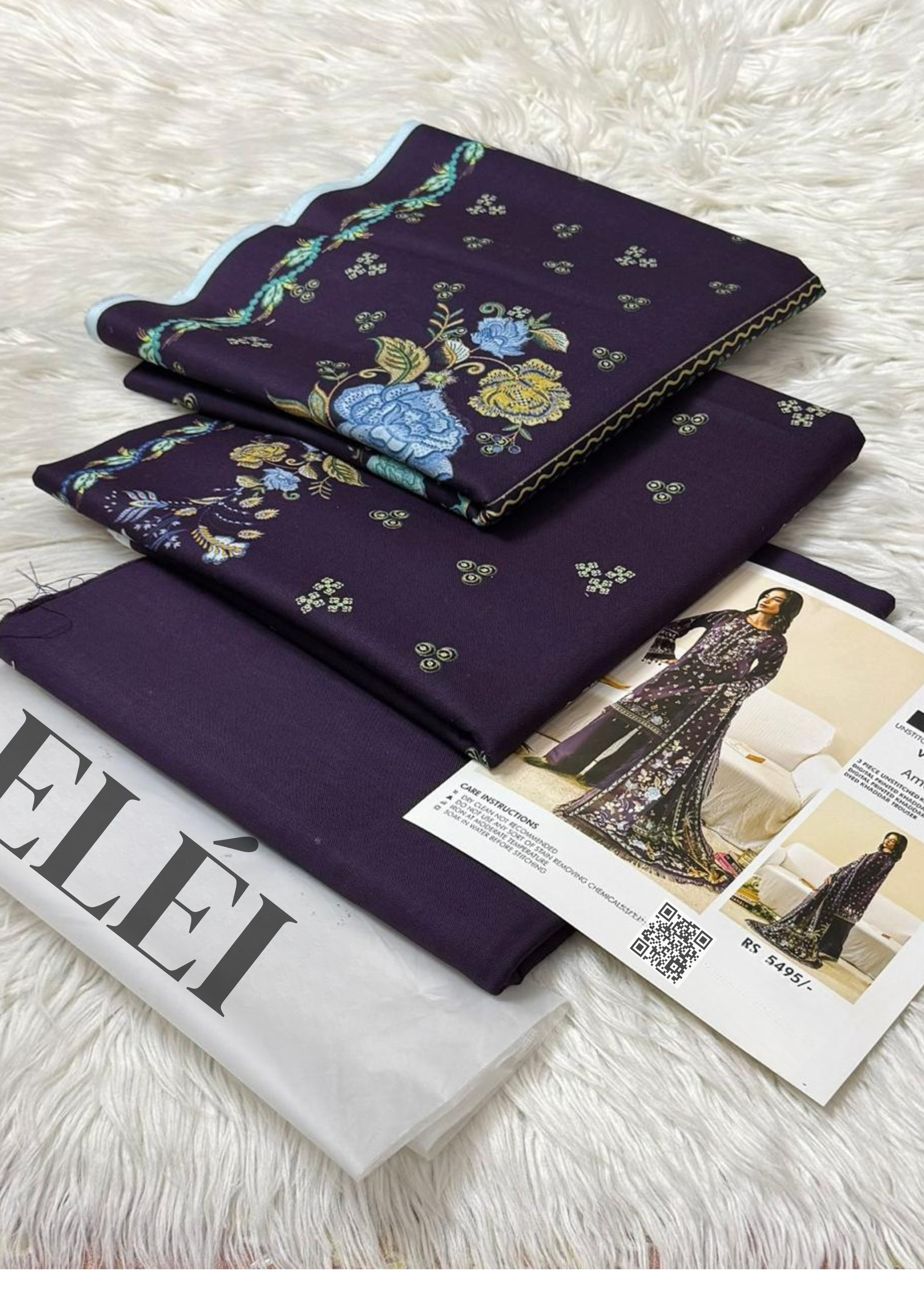 ELÉI VOLUME-03 KHADDAR 3PC PRINTED SUIT K.26