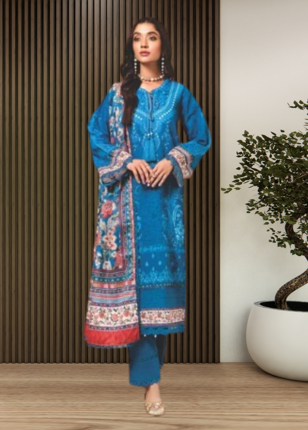 ELÉI VOLUME-03 KHADDAR 3PC PRINTED SUIT K.22