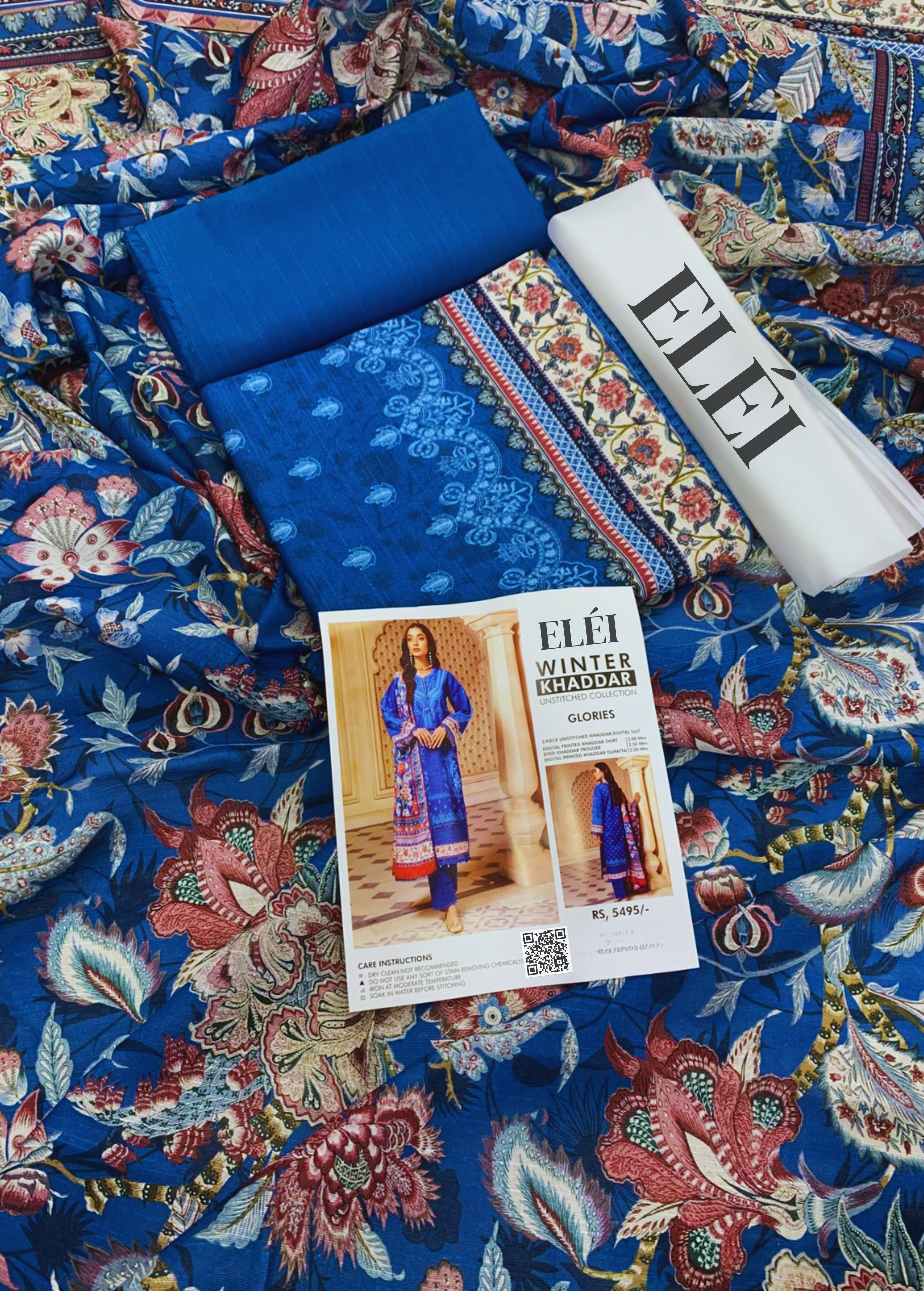ELÉI VOLUME-03 KHADDAR 3PC PRINTED SUIT K.22