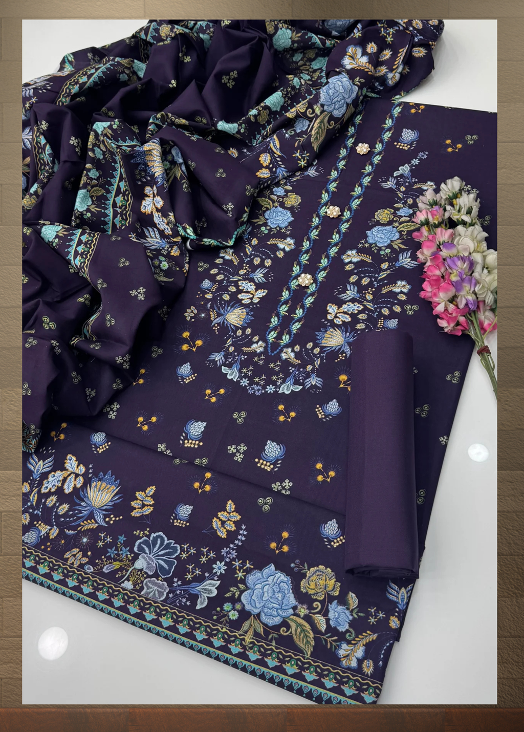 ELÉI VOLUME-03 KHADDAR 3PC PRINTED SUIT K.26